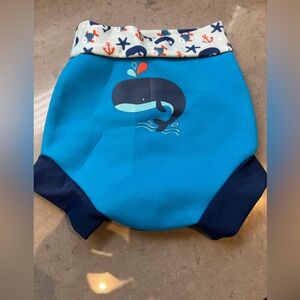 Modern moments 9-12m Blue Whale Print Swim Diaper